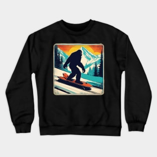 Funny Bobsleigh with Bigfoot Brother in the Winter Crewneck Sweatshirt